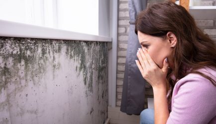 woman identifying mold in the home