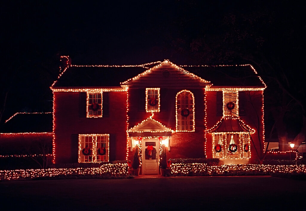 Christmas lights on home